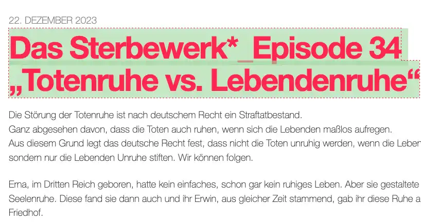 Casus über Ruhe