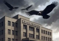 Geier kreisen über einem Krankenhaus